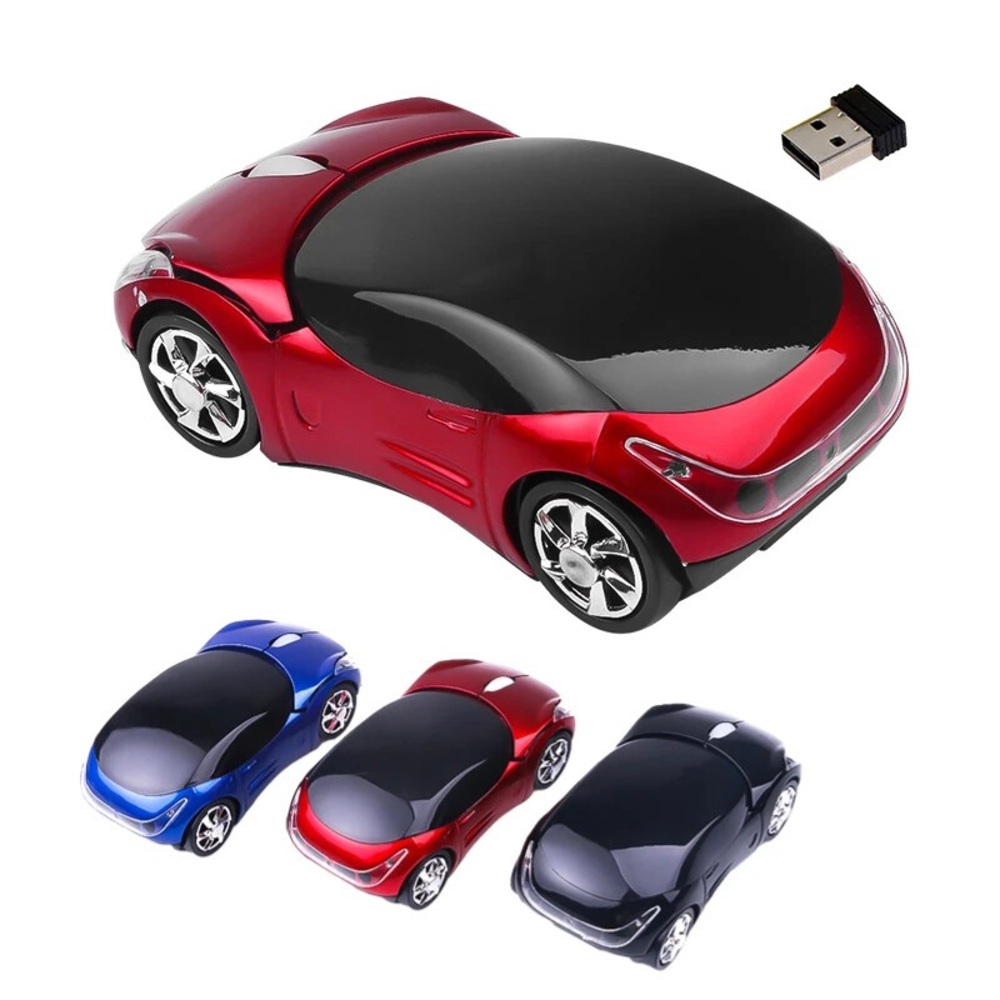 Wireless Car-Shaped Mouse - Red, Blue, Black